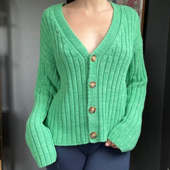 Mint green oversized knit sweater - Picture 2 of 5